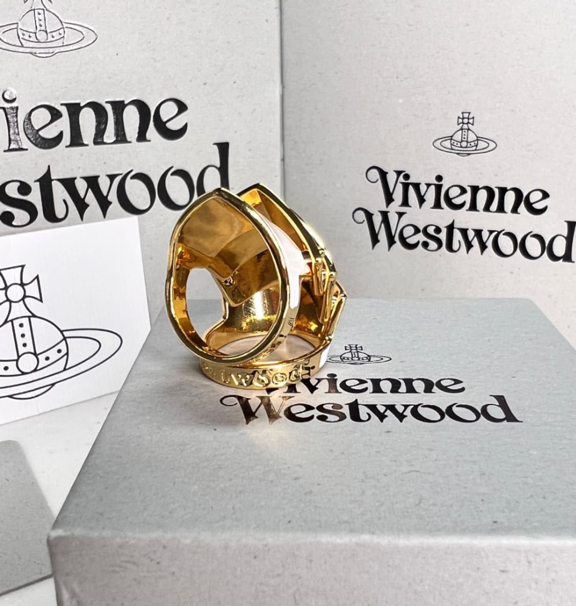 비비안웨스트우드 아카이브 골드화이트 아르테미스 너클링 반지 상품이미지6