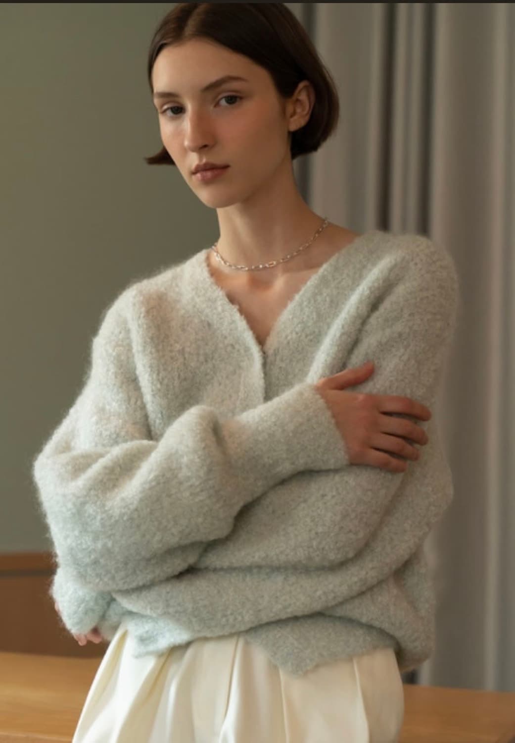 thetis 더티스 브이넥 모헤어 부클 니트 가디건 새상품 F 상품이미지2