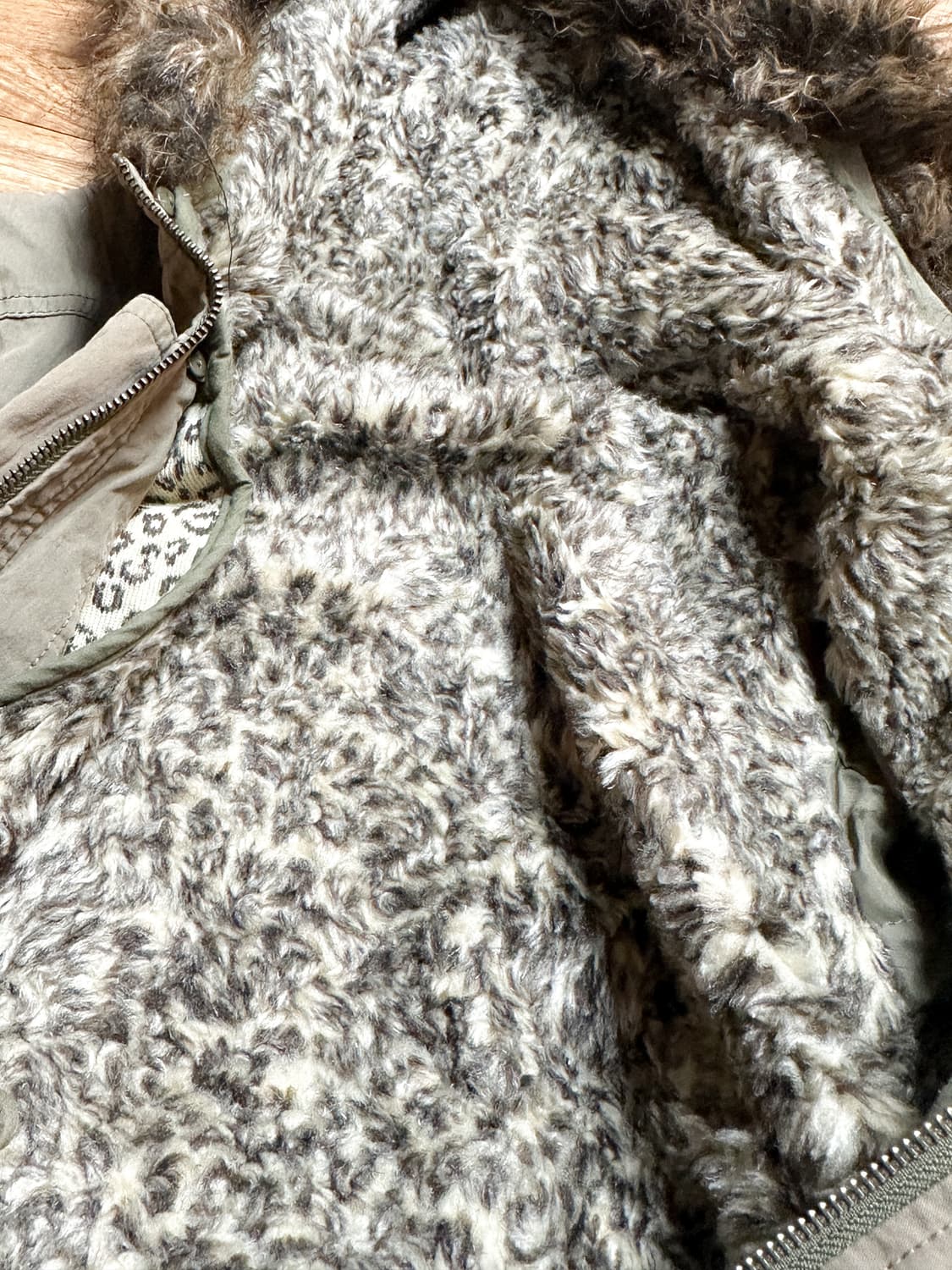 빈티지 리본 호피 리본 퍼 야상 점퍼 코트 오네갸루 히메갸루 로걀 라떼  상품이미지2