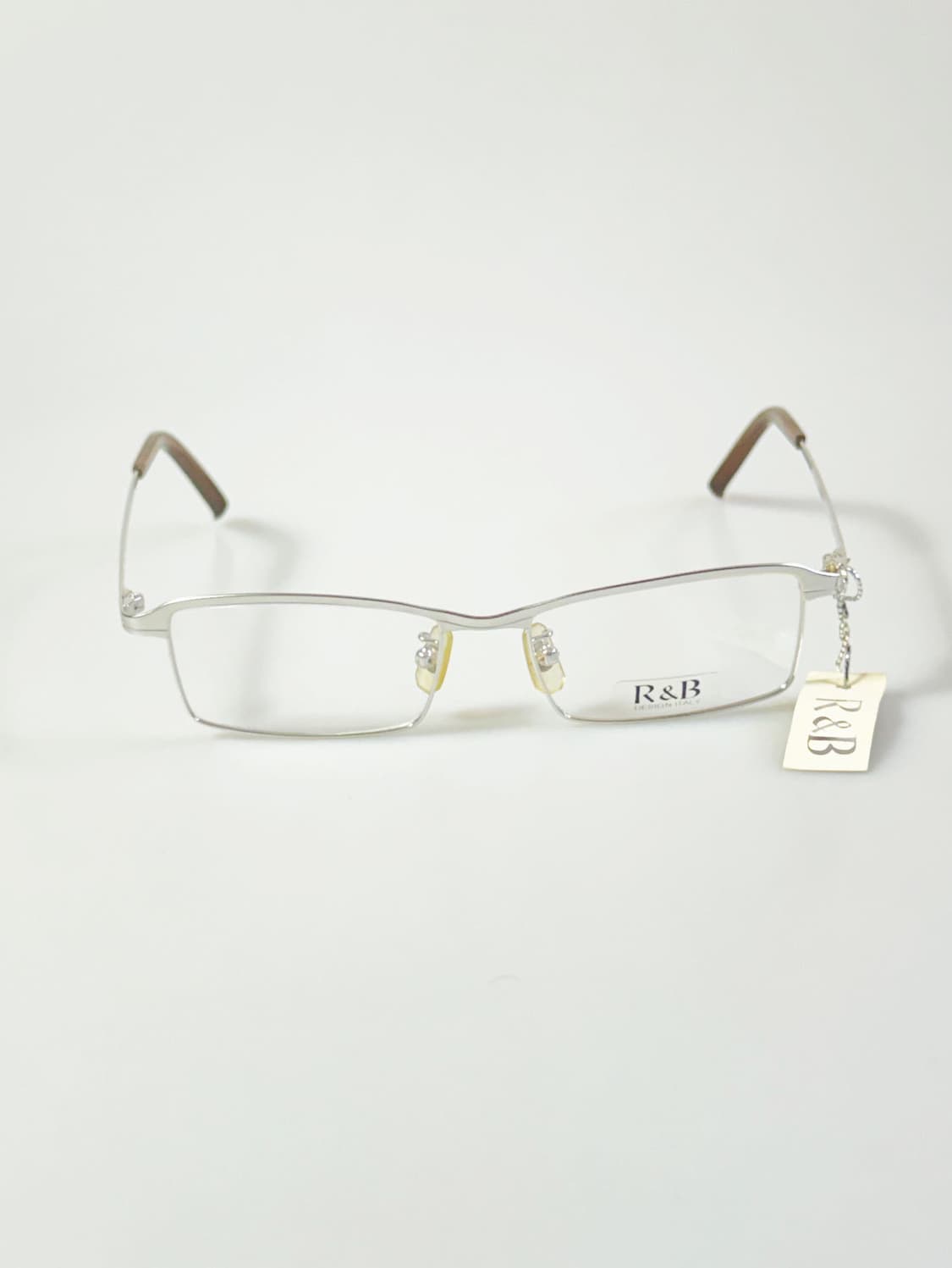 R&B EYEWEAR 실버 반무테 스퀘어 메탈 빈티지 안경 상품이미지2