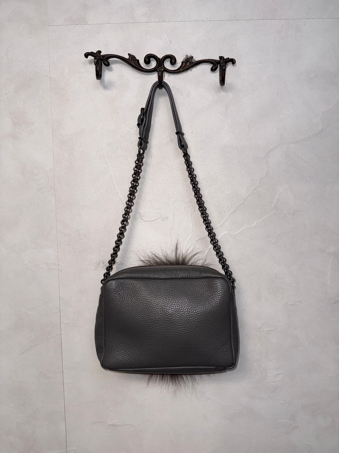 Mixed ash brown fox fur chain bag 상품이미지4