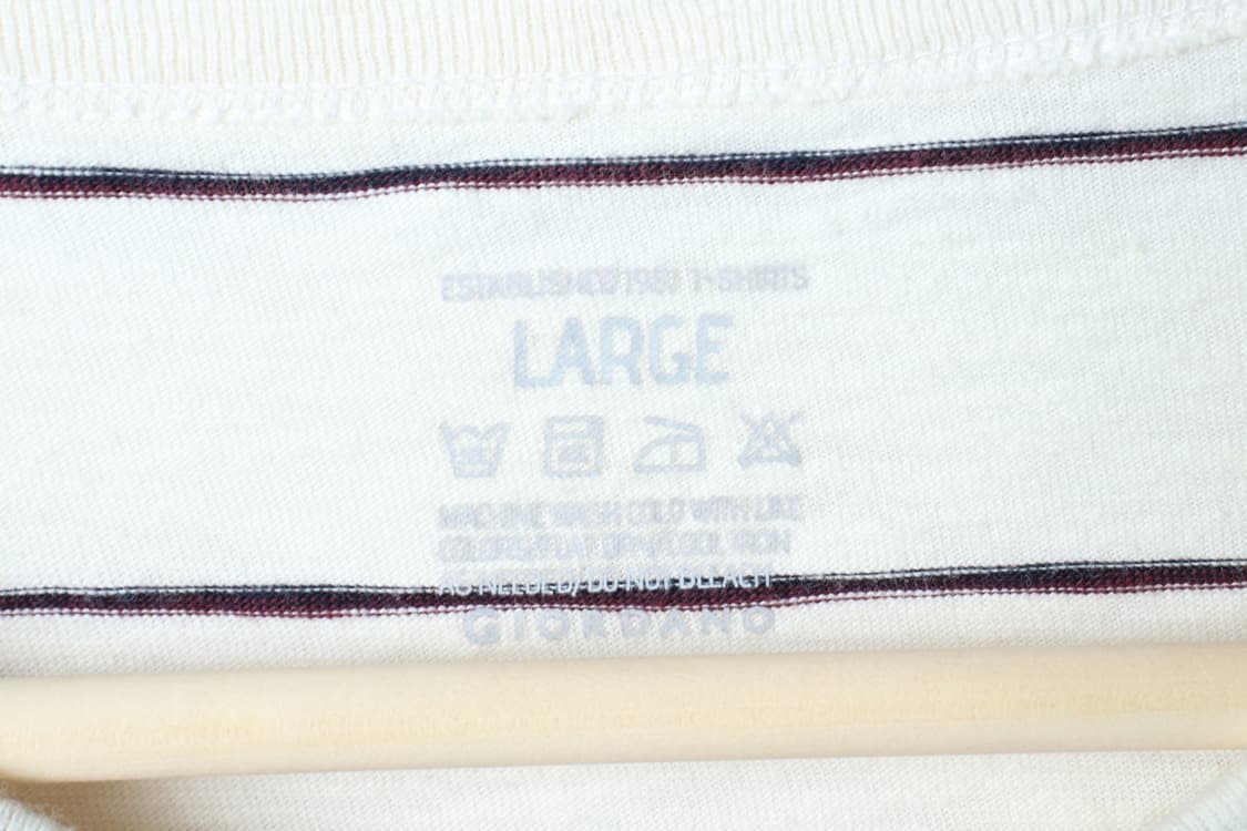 (L-XL) 지오다노 긴팔티셔츠 스트라이프 단가라 아이보리-H32954 상품이미지5