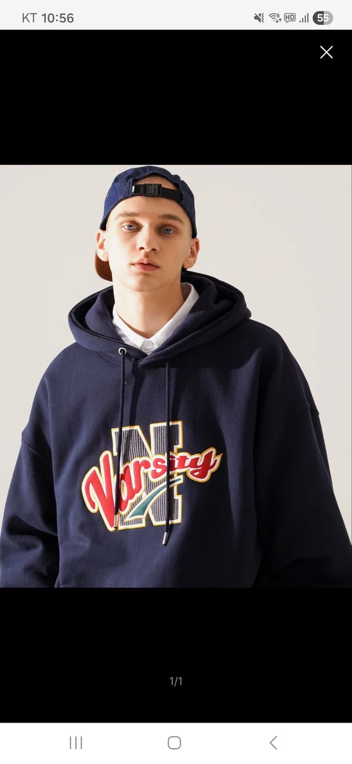 티떠블유엔 네이비 기모 후드티 상품이미지2