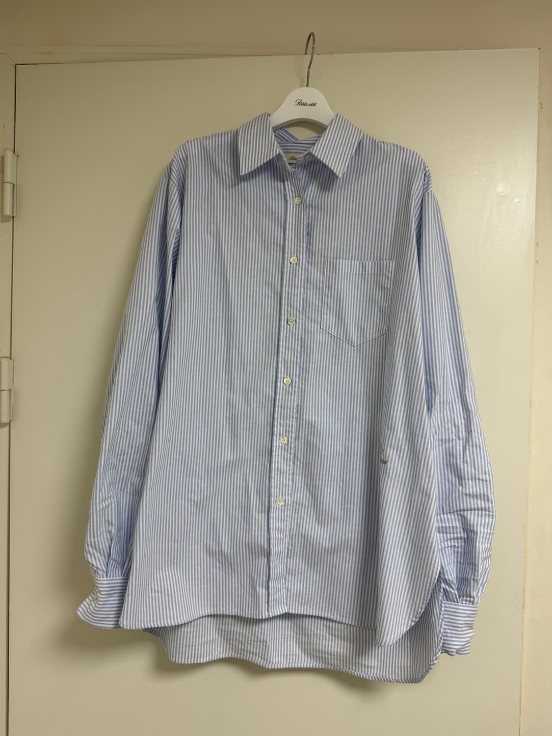 리본빛 Oxford Striped Shirt - Blue 상품이미지3