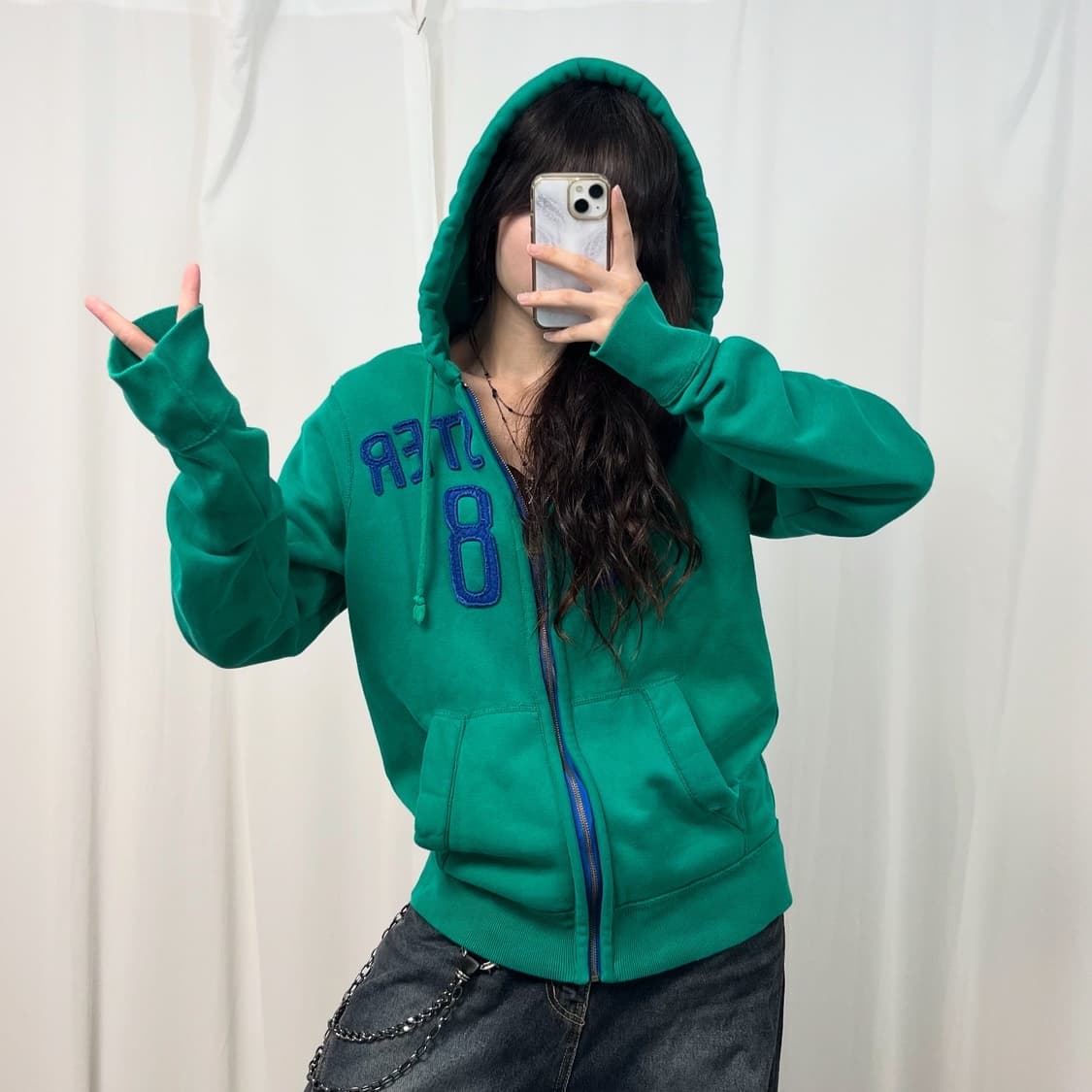 Hollister green hood zip-up 상품이미지2