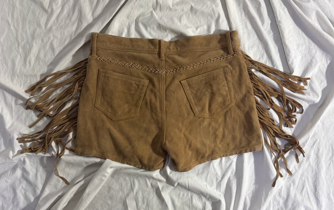 Goa 프린지 램 스웨이드 쇼츠 y2k 히피 보헤미안 웨스턴 상품이미지2