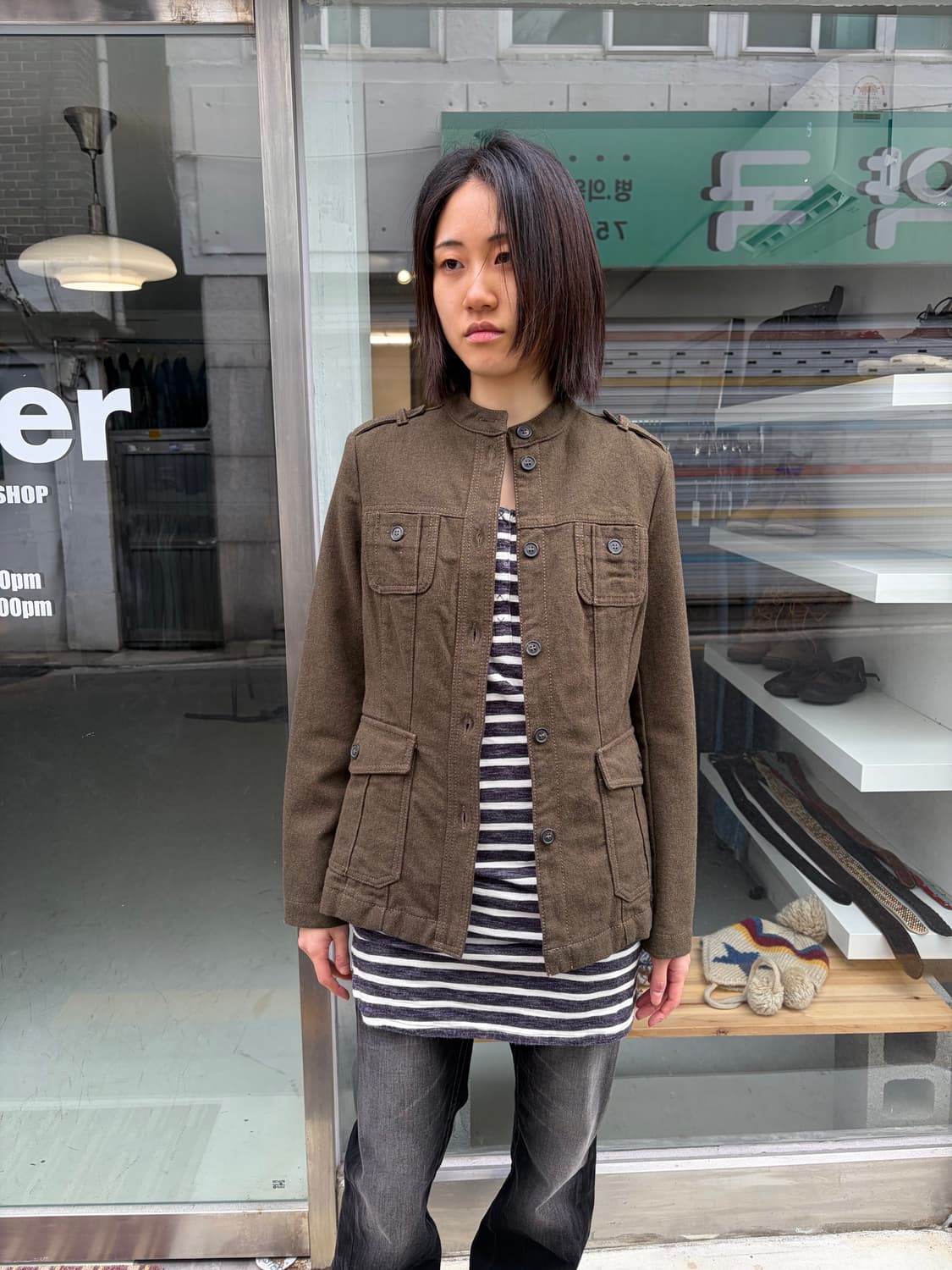 Sisley 스탠드카라 밀리터리 자켓 상품이미지1