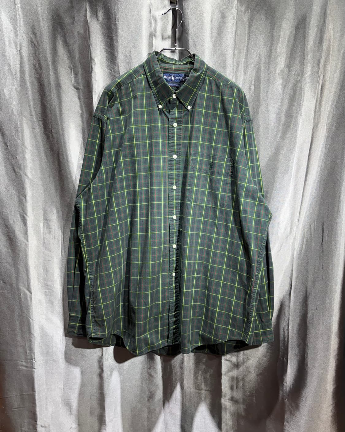XL 폴로랄프로렌 그린포니 원포켓 체크패턴 코튼 셔츠 상품이미지2