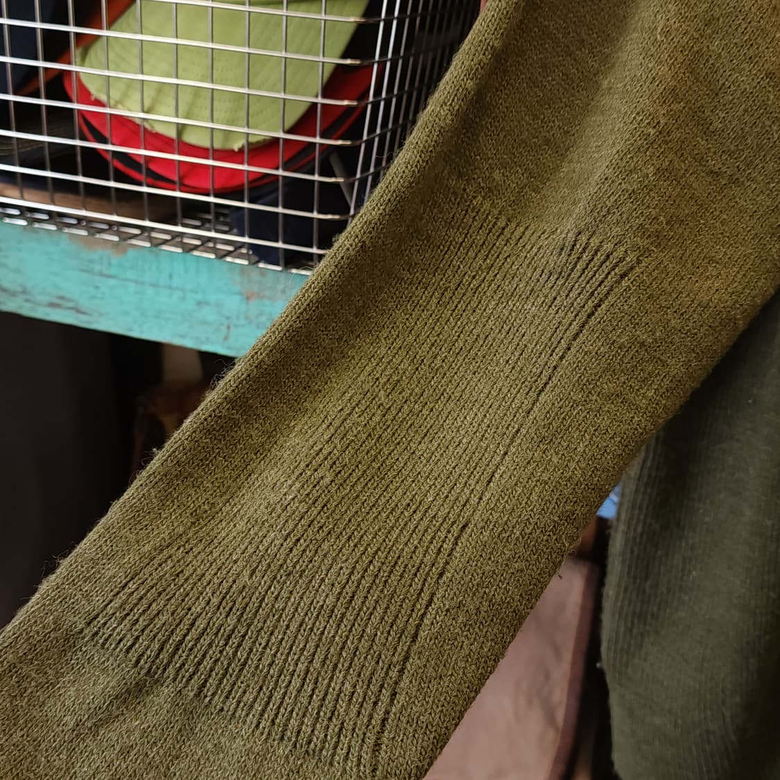 90s 프렌치 울 가디건 유럽 헤비울 스웨터 버튼 가디건 그린 L 상품이미지10