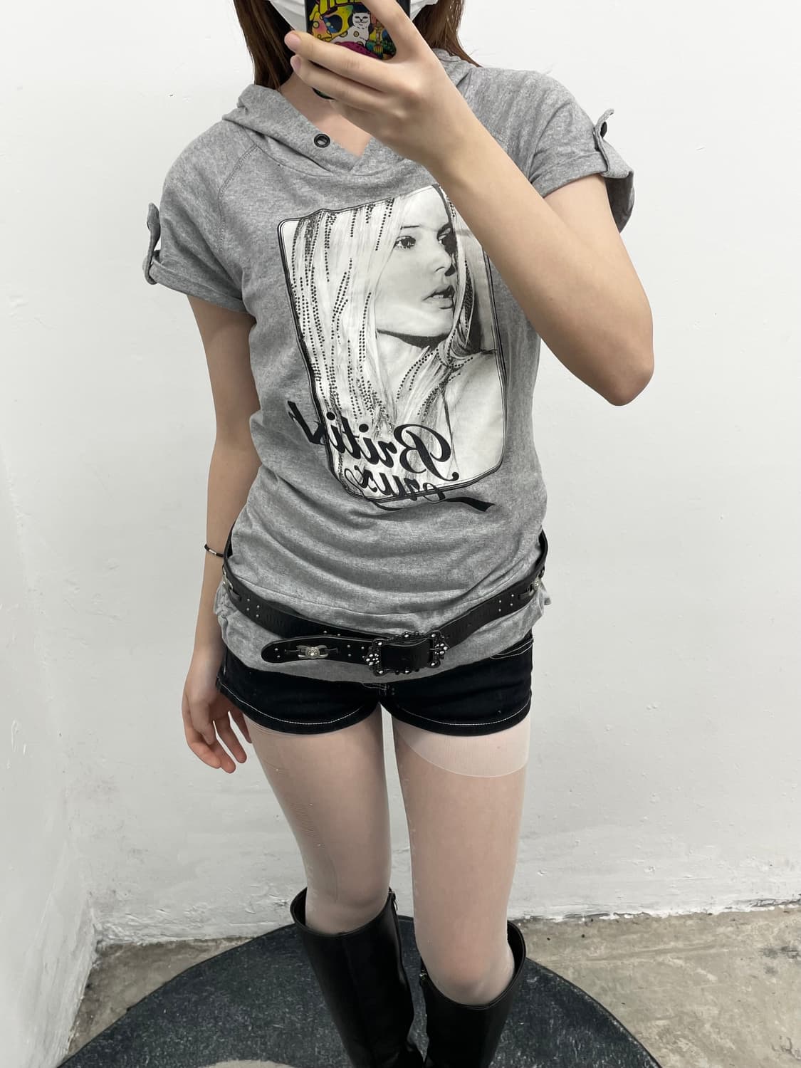 y2k 큐빅 후드 탑 상품이미지4