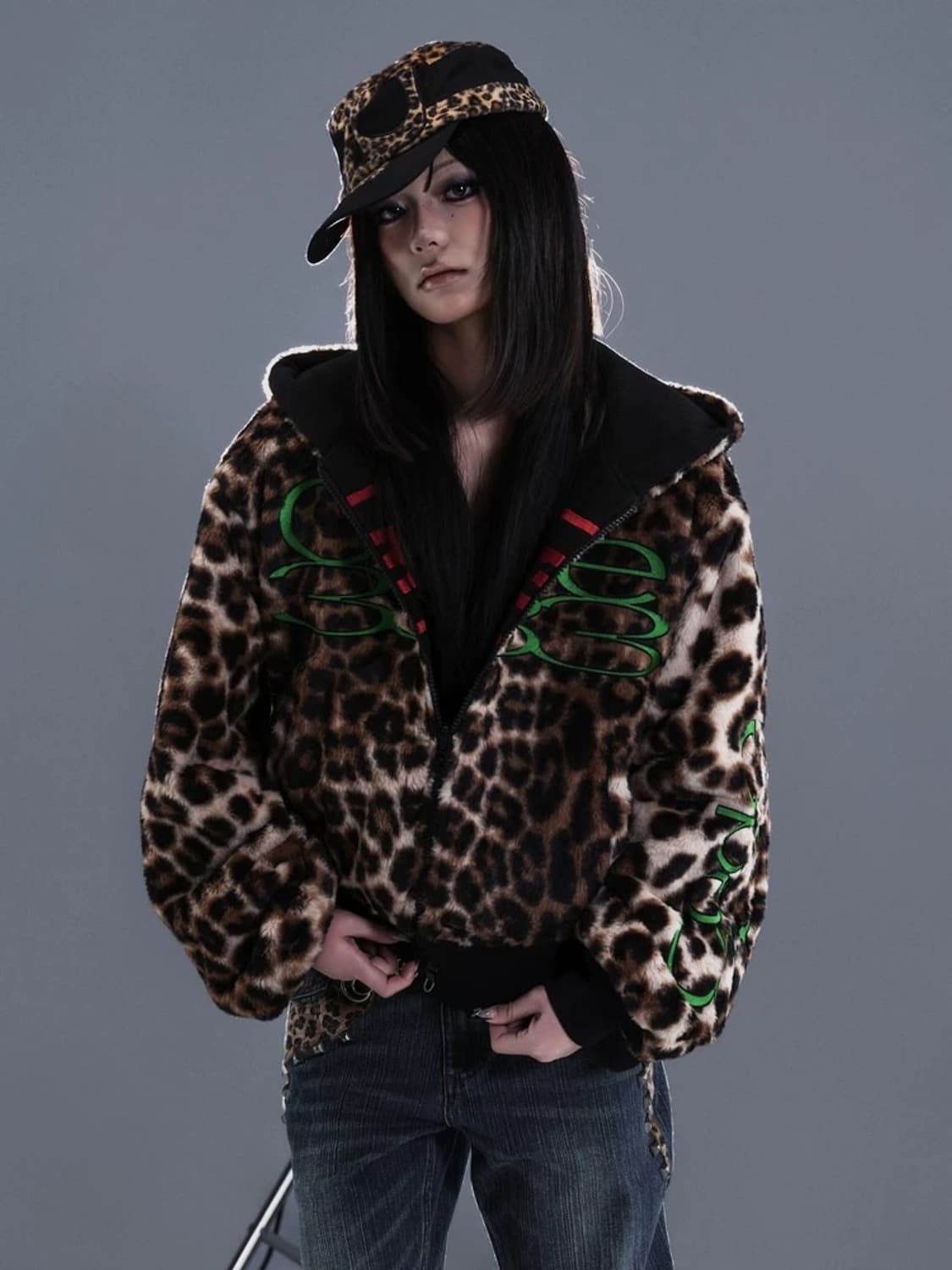 Reversible Leopard Zip Hoodie Jacket 상품이미지6