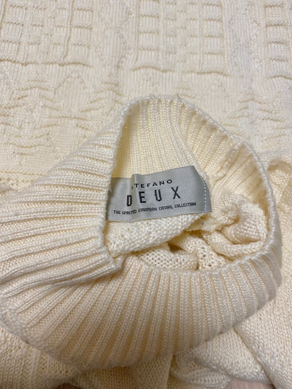 Ivory Wool Blend Aran Texture Sweater 상품이미지8