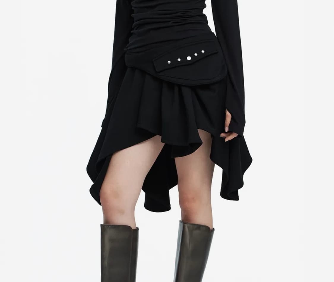 러프넥 포켓 드레이프 스커트  상품이미지1