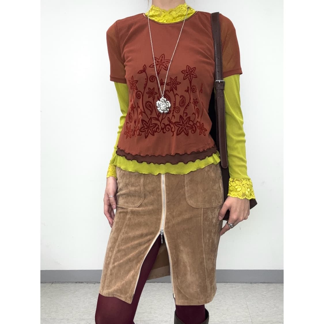 빈티지 브라운 스웨이드 스커트 상품이미지2