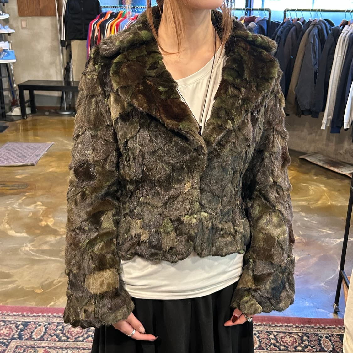 DOHO 빈티지 퍼 모피 자켓 믹스 그린 상품이미지8