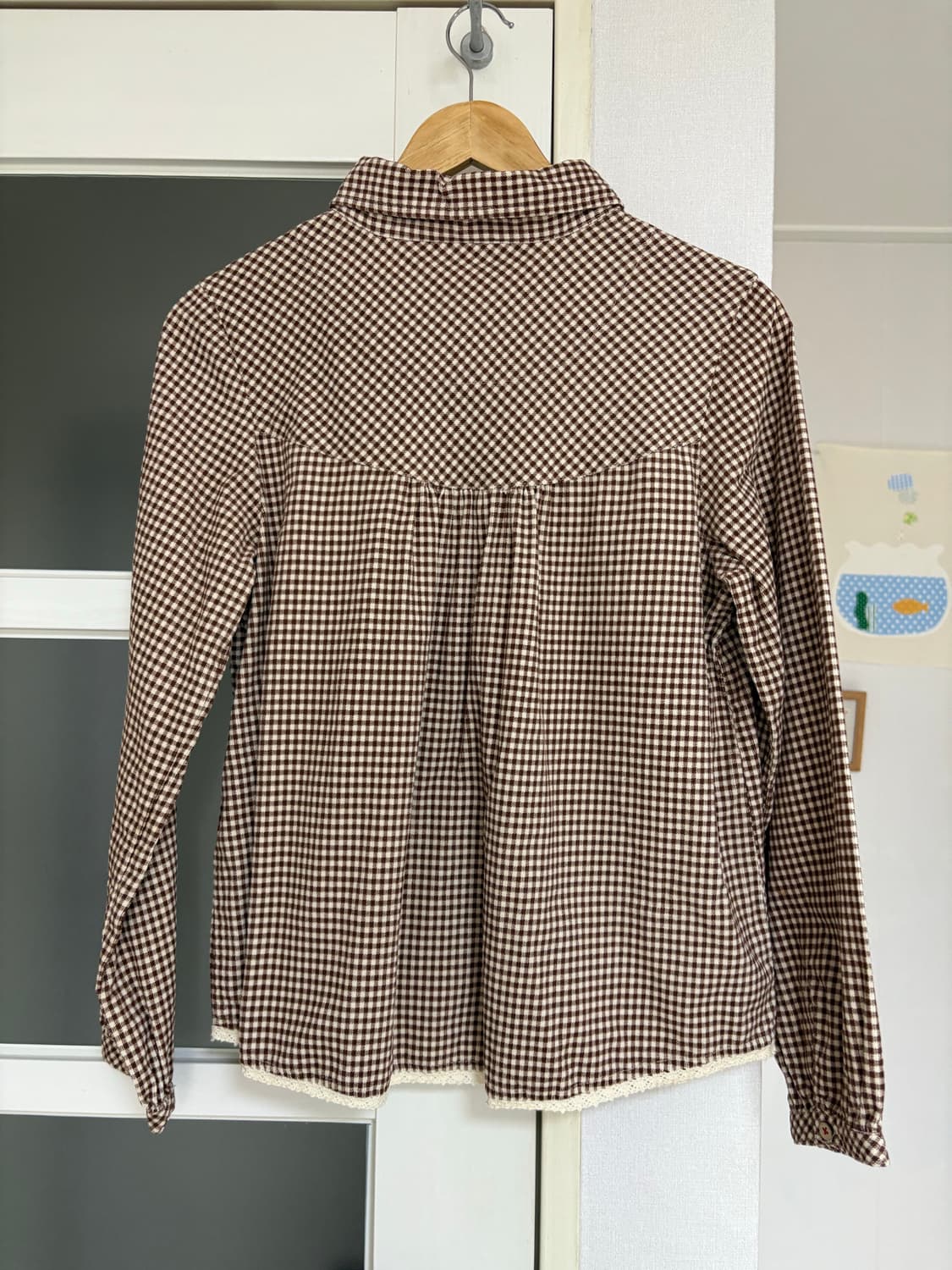 브라운 체크 코튼 셔츠 상품이미지4
