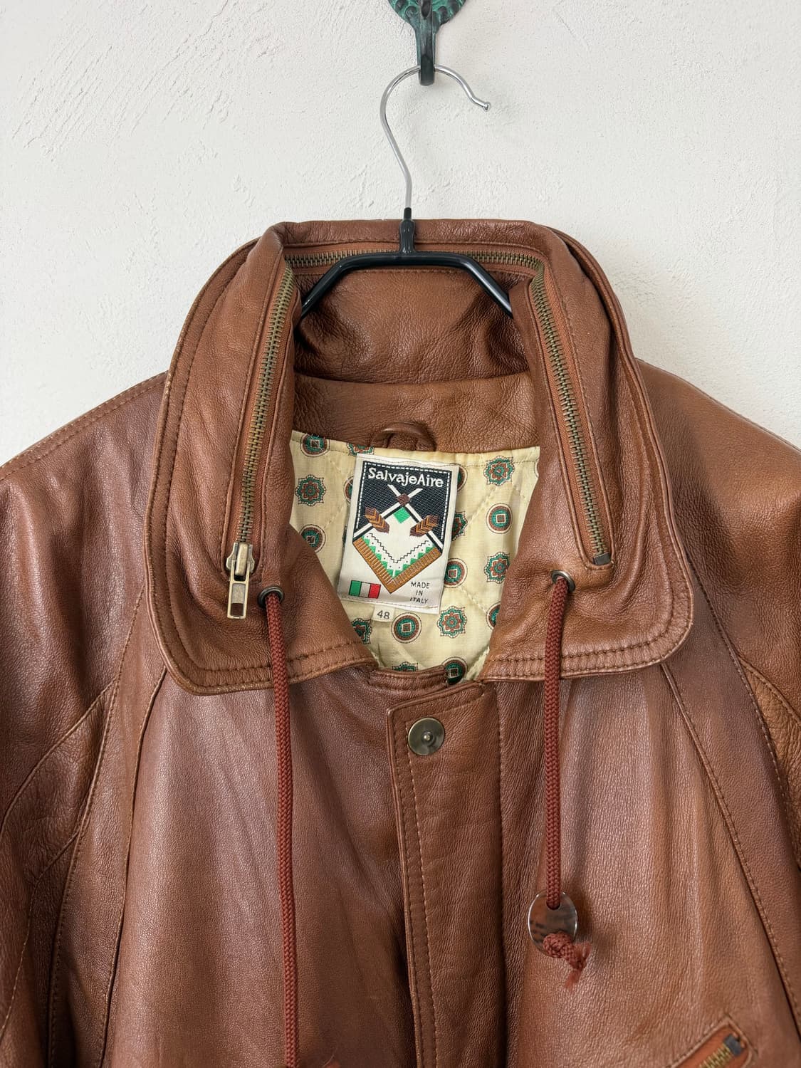 80s SalvajeAire 패널 레더 봄버 (MADE IN ITALY) 상품이미지6