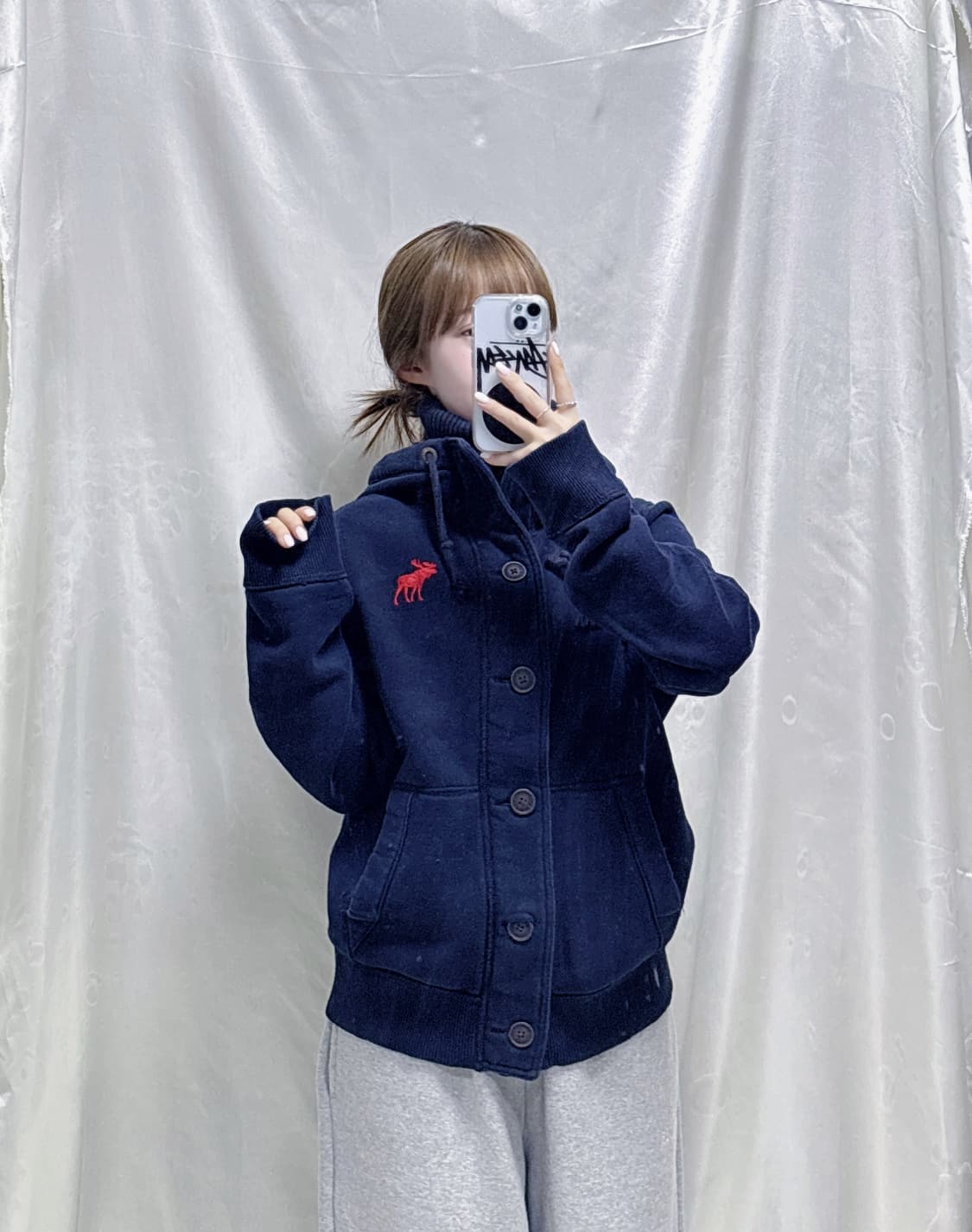 아베크롬비 네이비 누빔 후드 자켓  상품이미지2