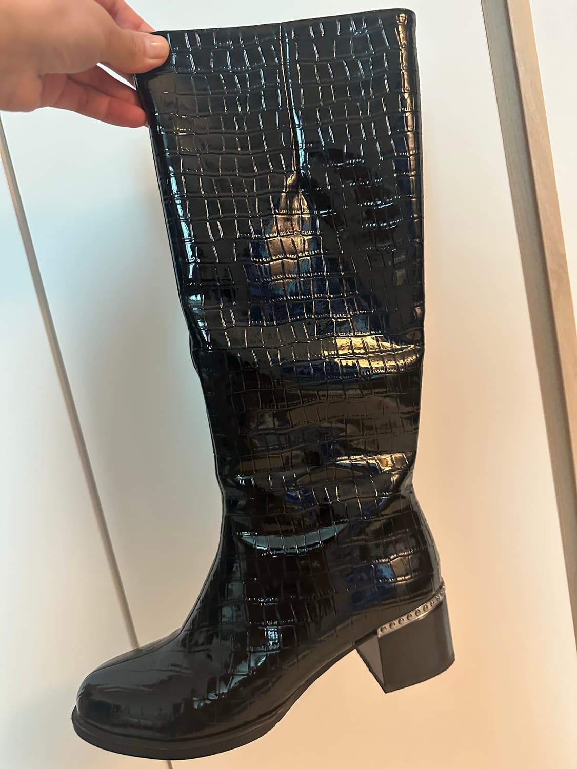 WALISAA 블랙 악어패턴 롱부츠 사이즈 240 상품이미지2