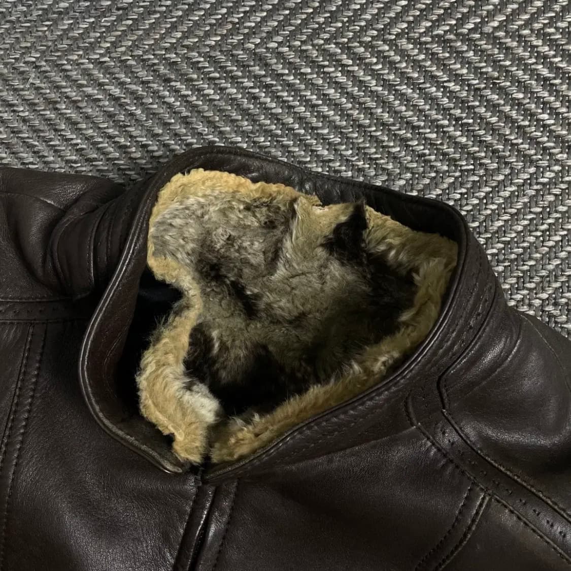 Christian aujard 아카이브 래빗 트리밍 가죽 자켓o 4967 상품이미지7