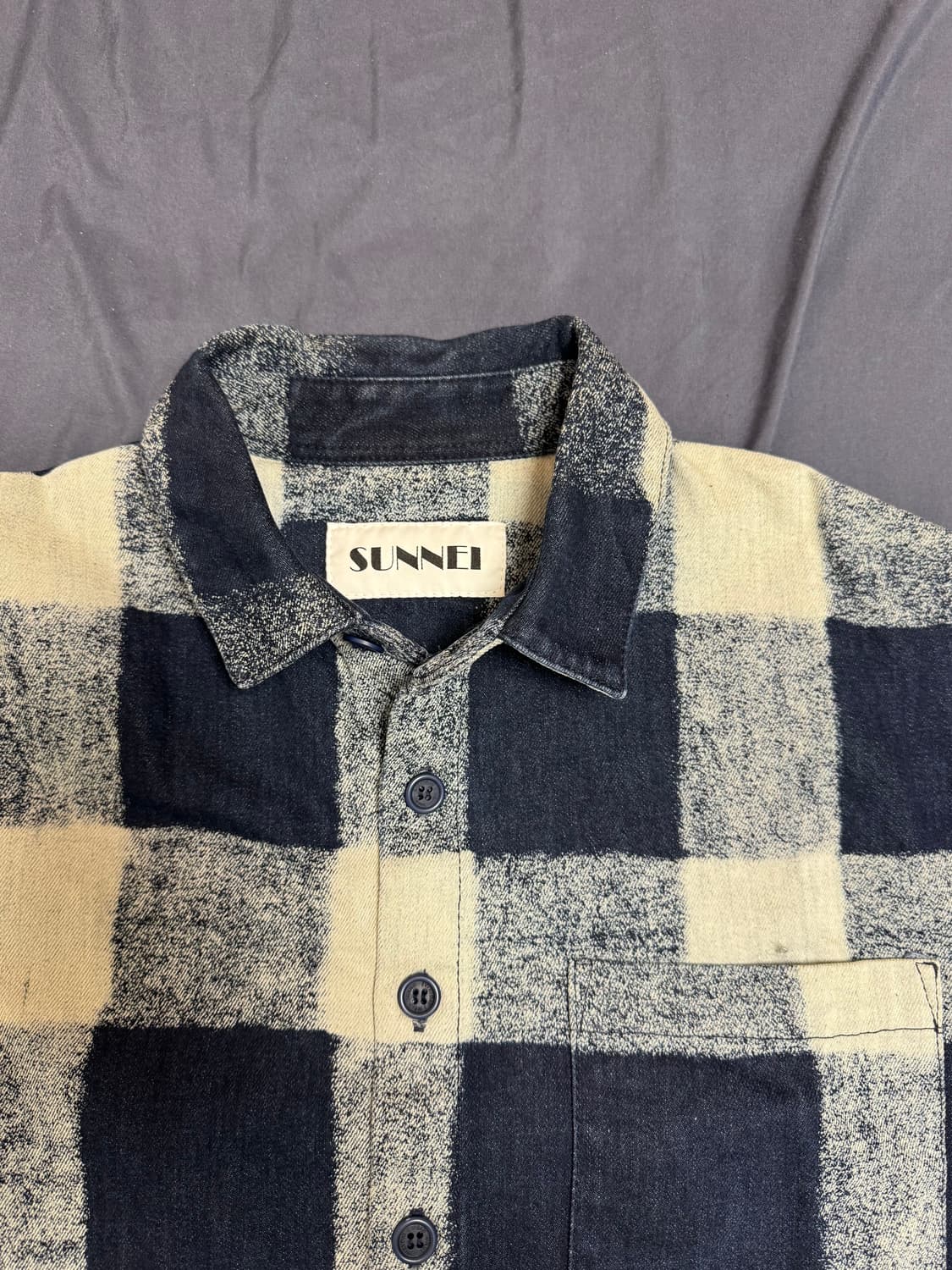 SUNNEI 데님 체크 셔츠 상품이미지1