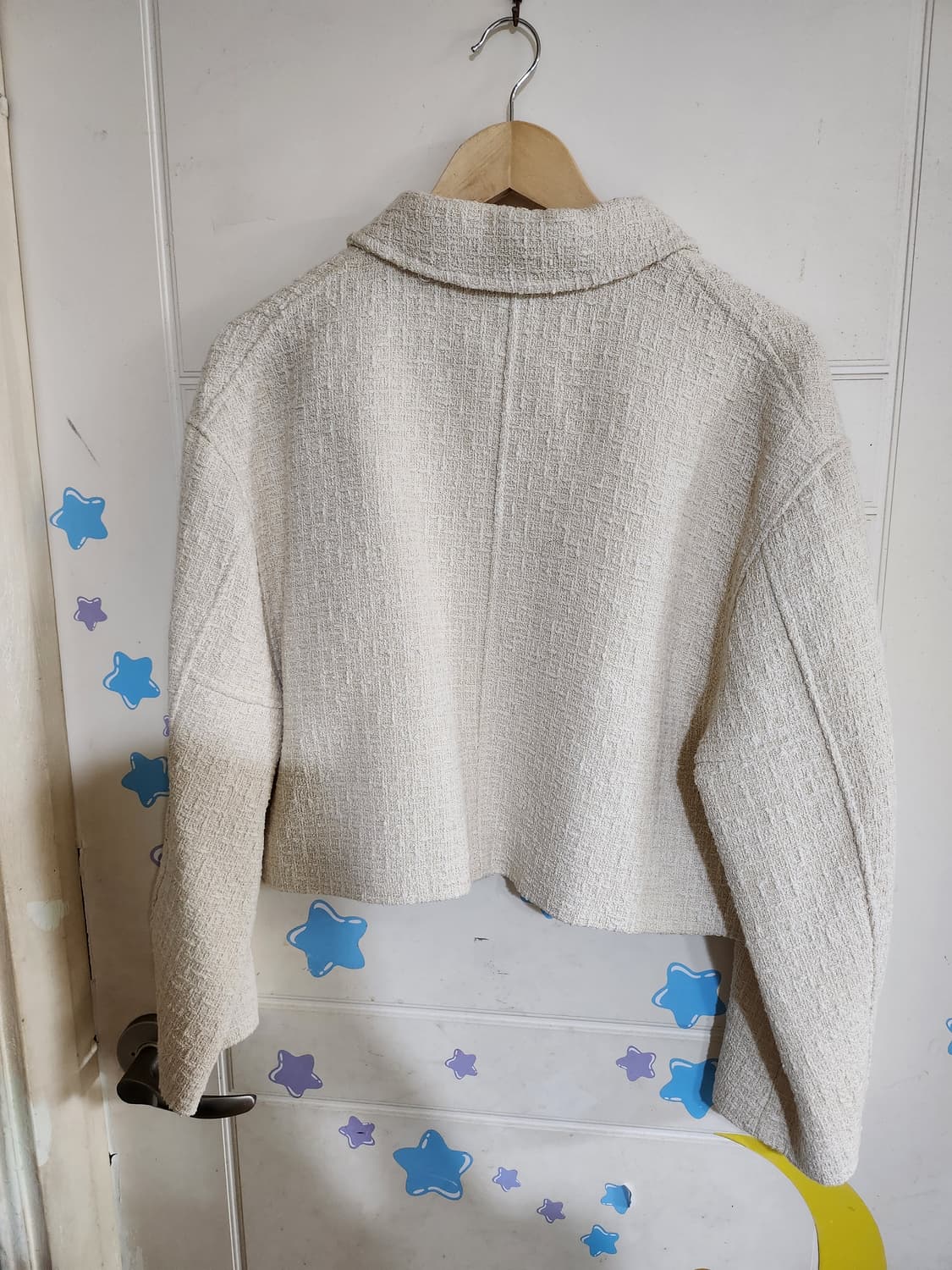 자라 트위드 크롭 자켓 아이보리 L 상품이미지3