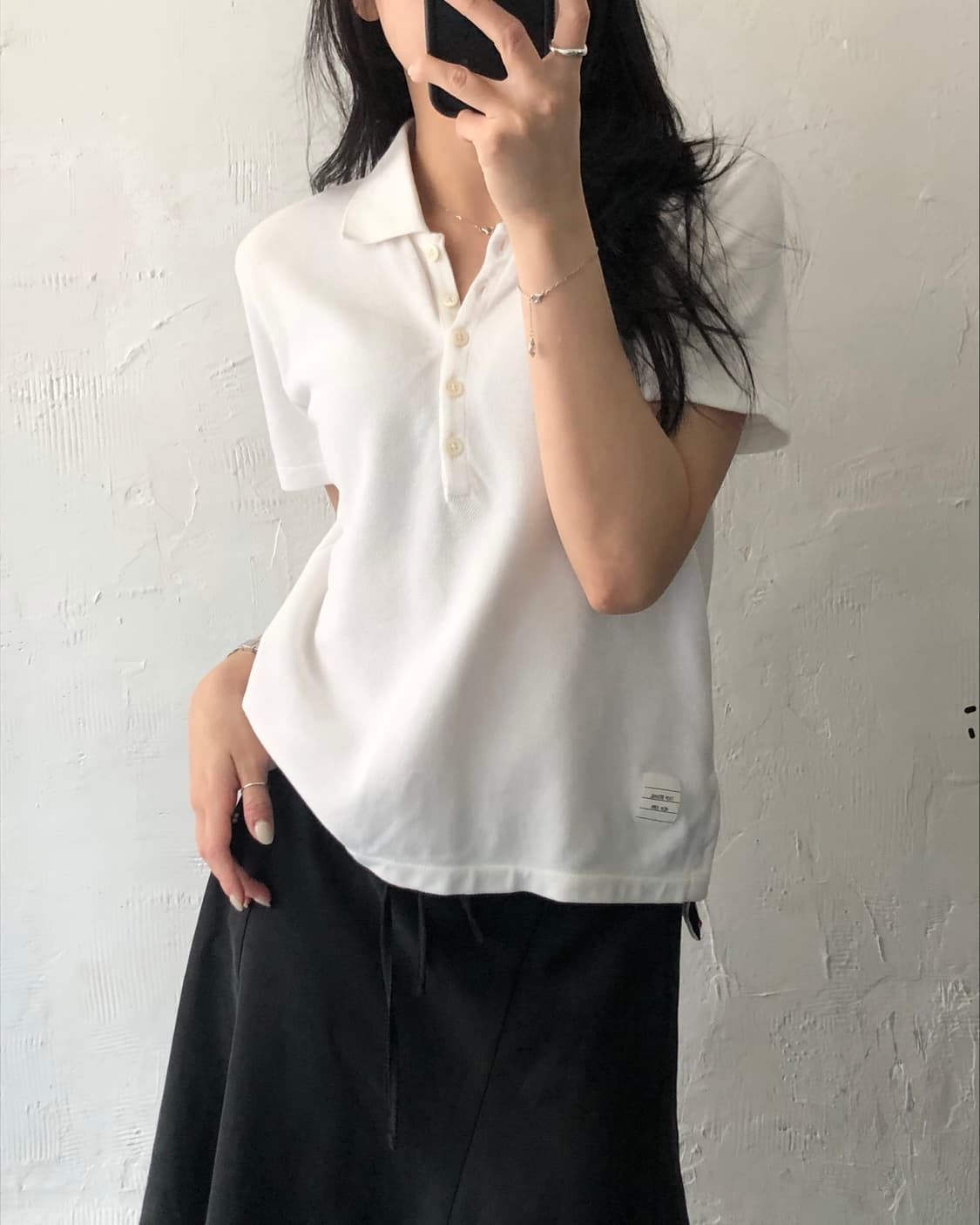 Thom Browne 톰브라운 화이트 코튼 백삼선 버튼 PK 카라티셔츠 상품이미지2
