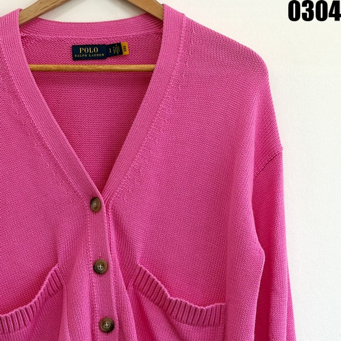 폴로 랄프로렌 코튼 니트 가디건 S 핑크 신형 택 0304 상품이미지2