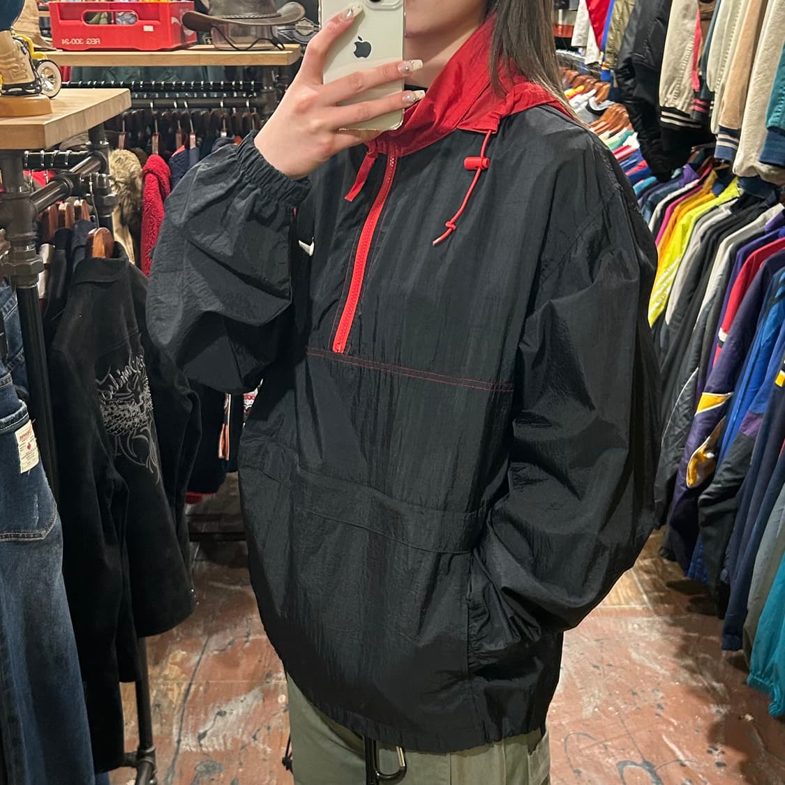 [HI] 나이키 아노락 블랙&레드 상품이미지4