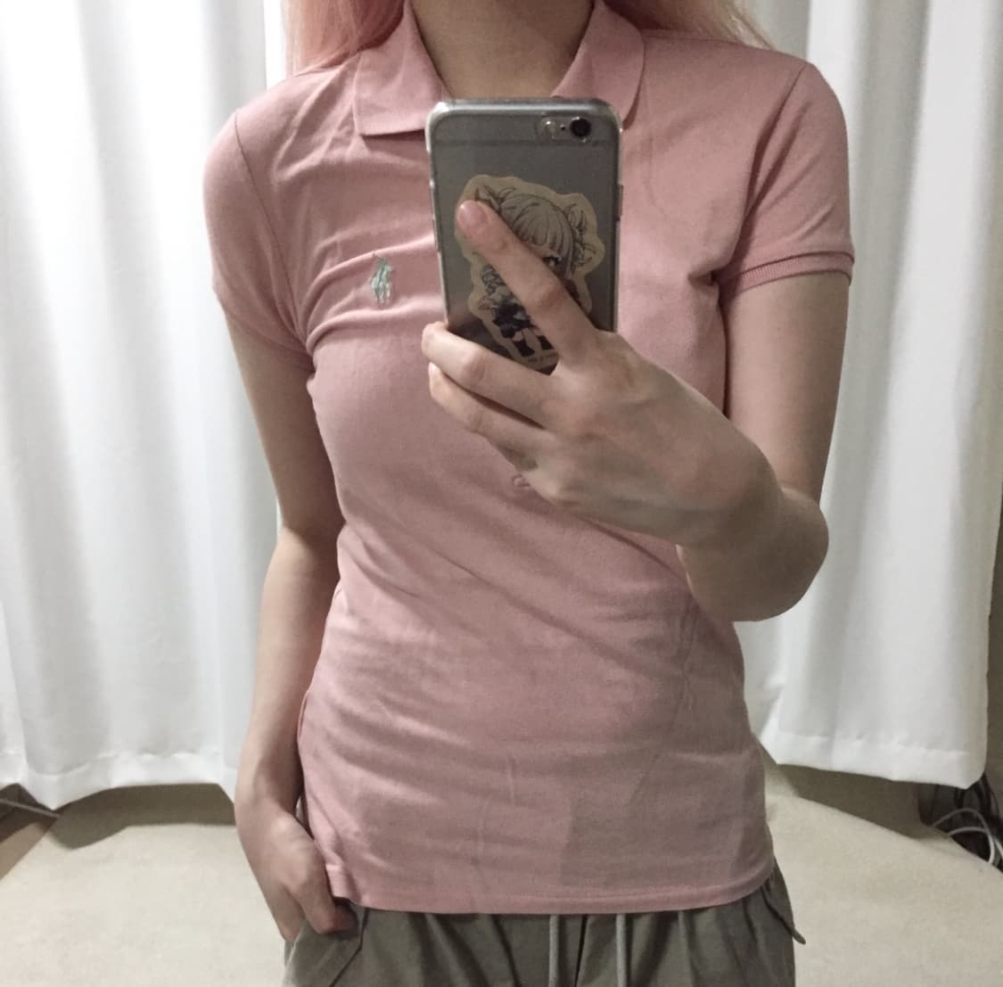 폴로 랄프로렌 핑크 딸기우유 카라 버튼 반팔 티셔츠 상품이미지1