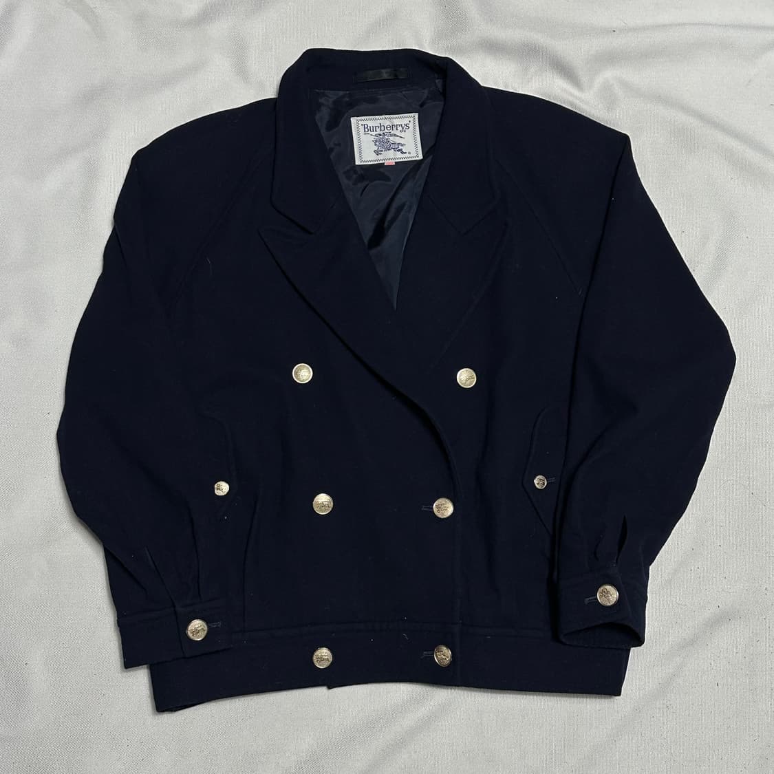 버버리 네이비 블루 울 더블 금장 버튼 자켓 상품이미지2
