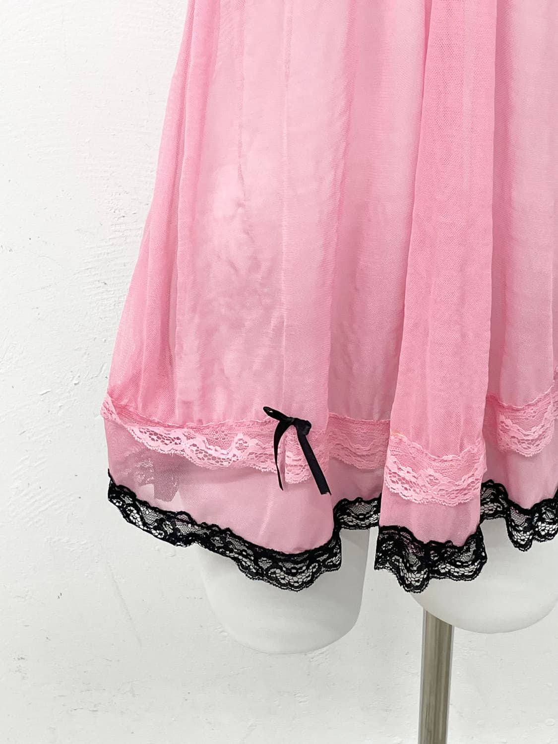 갸루 핑크 레이스 캉캉 슬립 상품이미지3