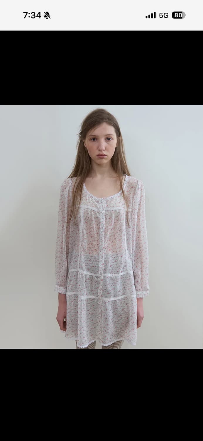 노컨텐츠 sheer flower dress 상품이미지1