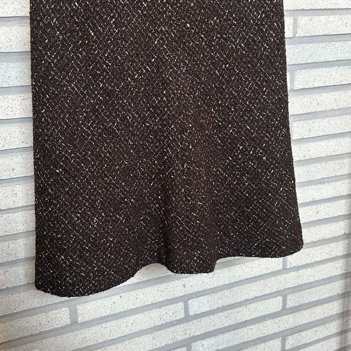 JPN VINTAGE 트위드 롱 스커트 플레어 핏 브라운 상품이미지5