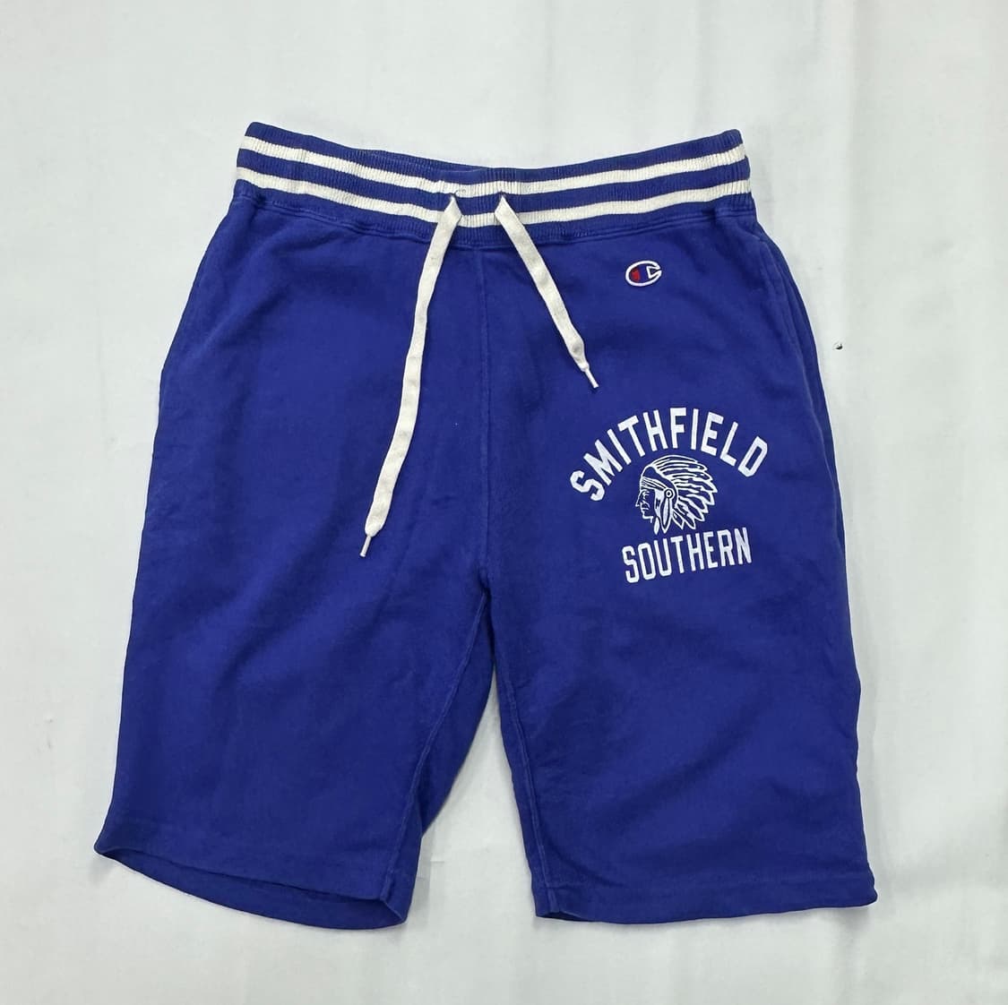 챔피온 Y2K 스트릿 프린팅 레트로 5부 힙합 블루 면 반바지 상품이미지2