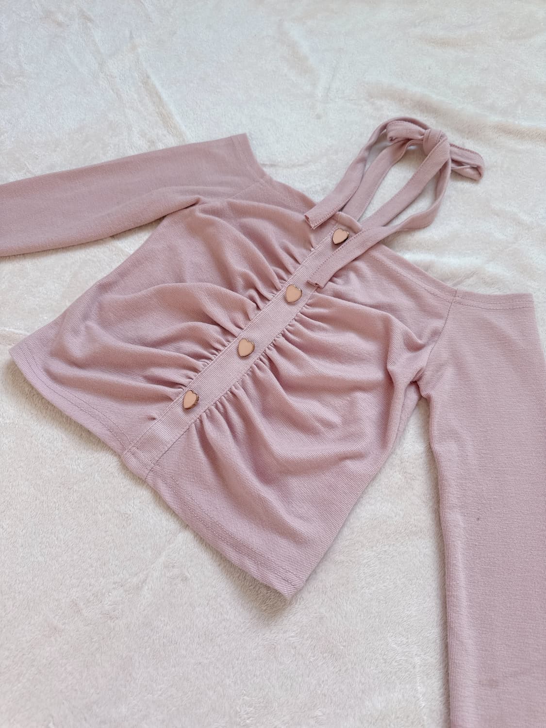 빈티지 핑크 하트 홀터넥 오프숄더  상품이미지3