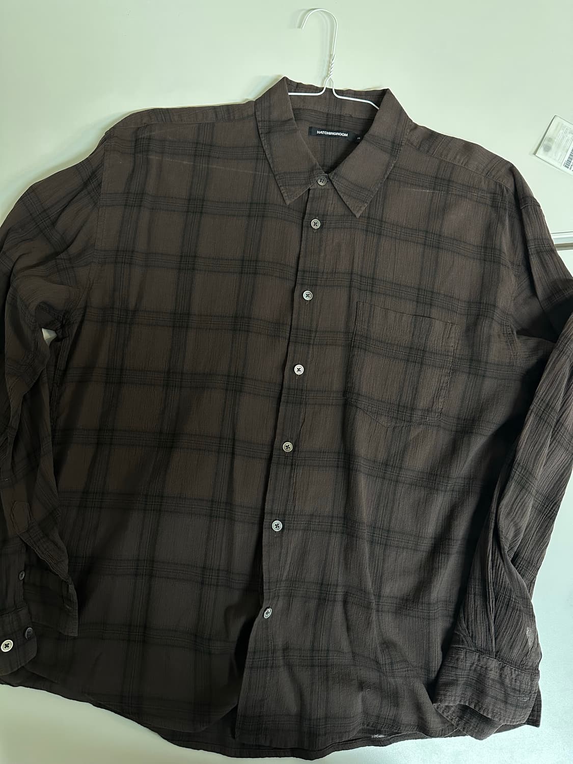 해칭룸 클래식 셔츠 오버 다이드 체크 다크 브라운 (3) 상품이미지3