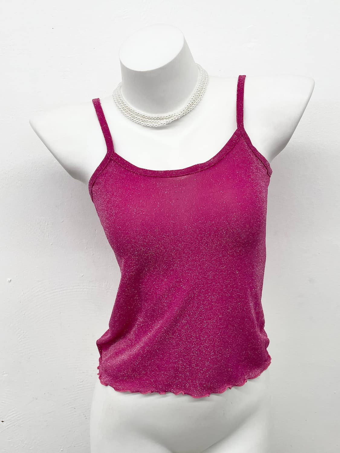 갸루 글리터 핫핑크 탑 상품이미지1