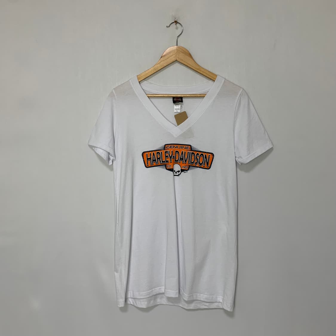 할리데이비슨 빈티지 화이트 브이넥 반팔 티셔츠 L 상품이미지1