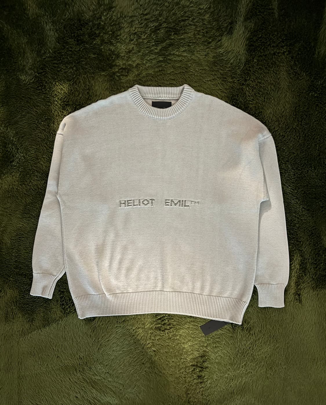 [48] heliot emil 엘리엇 에밀 리플렉티브 로고 크루넥 니트 상품이미지1