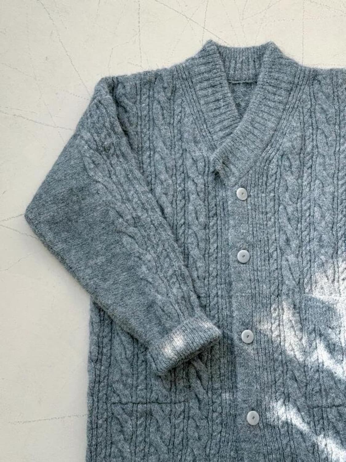 한땀한땀 수설 터키 블루 꽈배기 니트 저고리 롱 가디건 상품이미지2