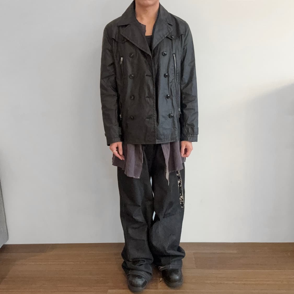 291295=HOMME Double-Zip Pea Coat 상품이미지3
