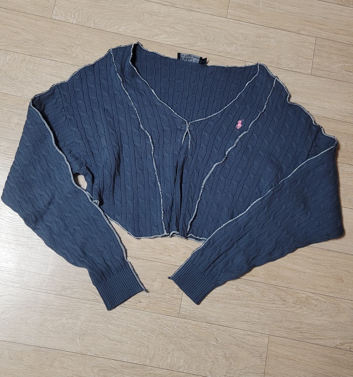연남와이 폴로 랄프로렌 크롭 브이넥 니트 나비 가디건 커스텀 빈티지  상품이미지2