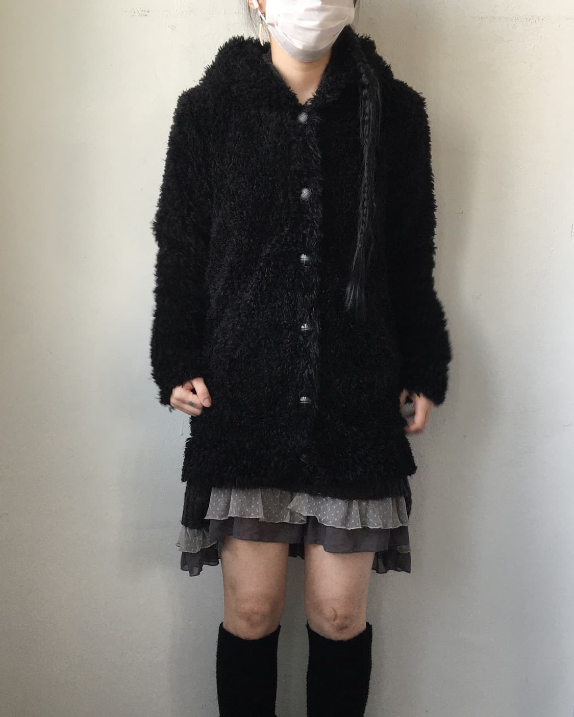 Fake fur hood jacket 상품이미지1