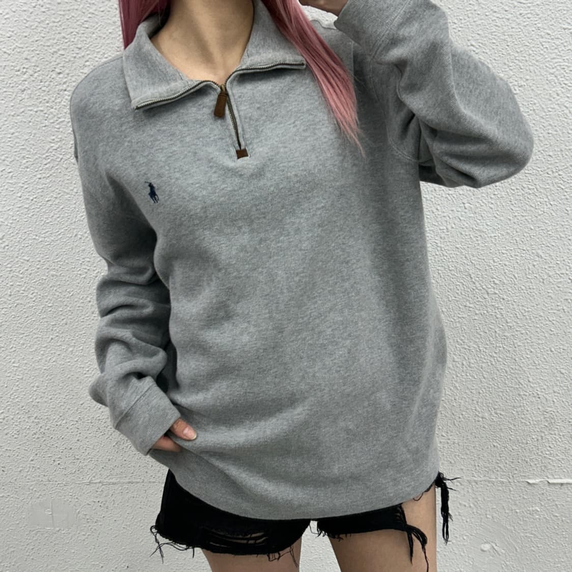 폴로 랄프로렌 네이비포니 그레이 반집업 S 상품이미지1