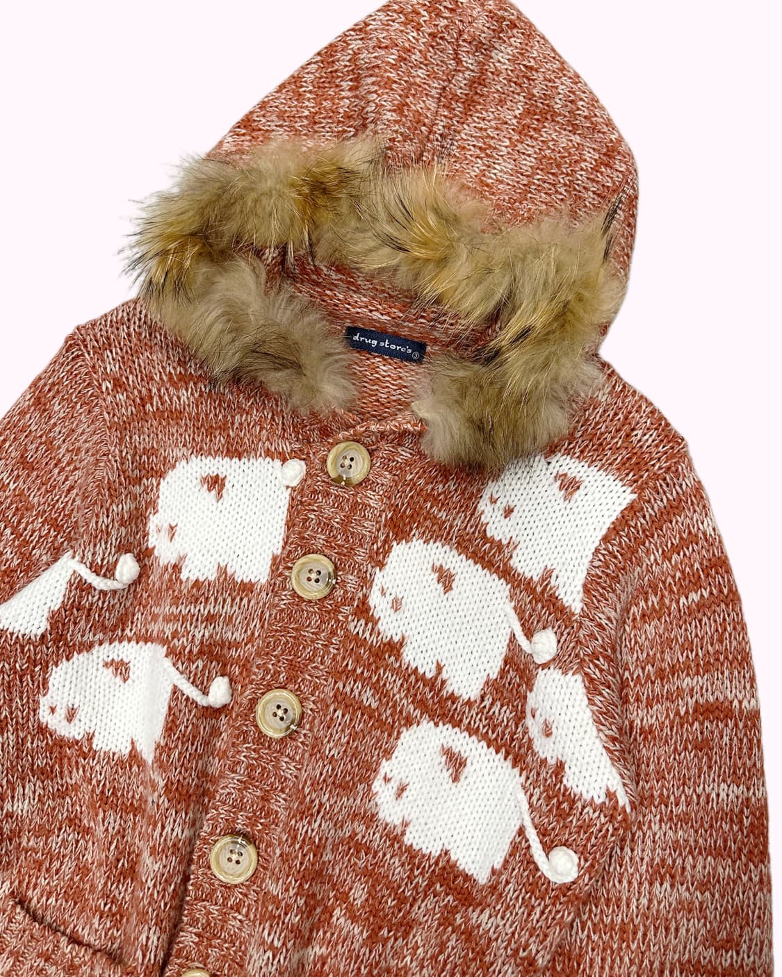 DRUG STORE'S sheep fur hood cardigan 상품이미지2