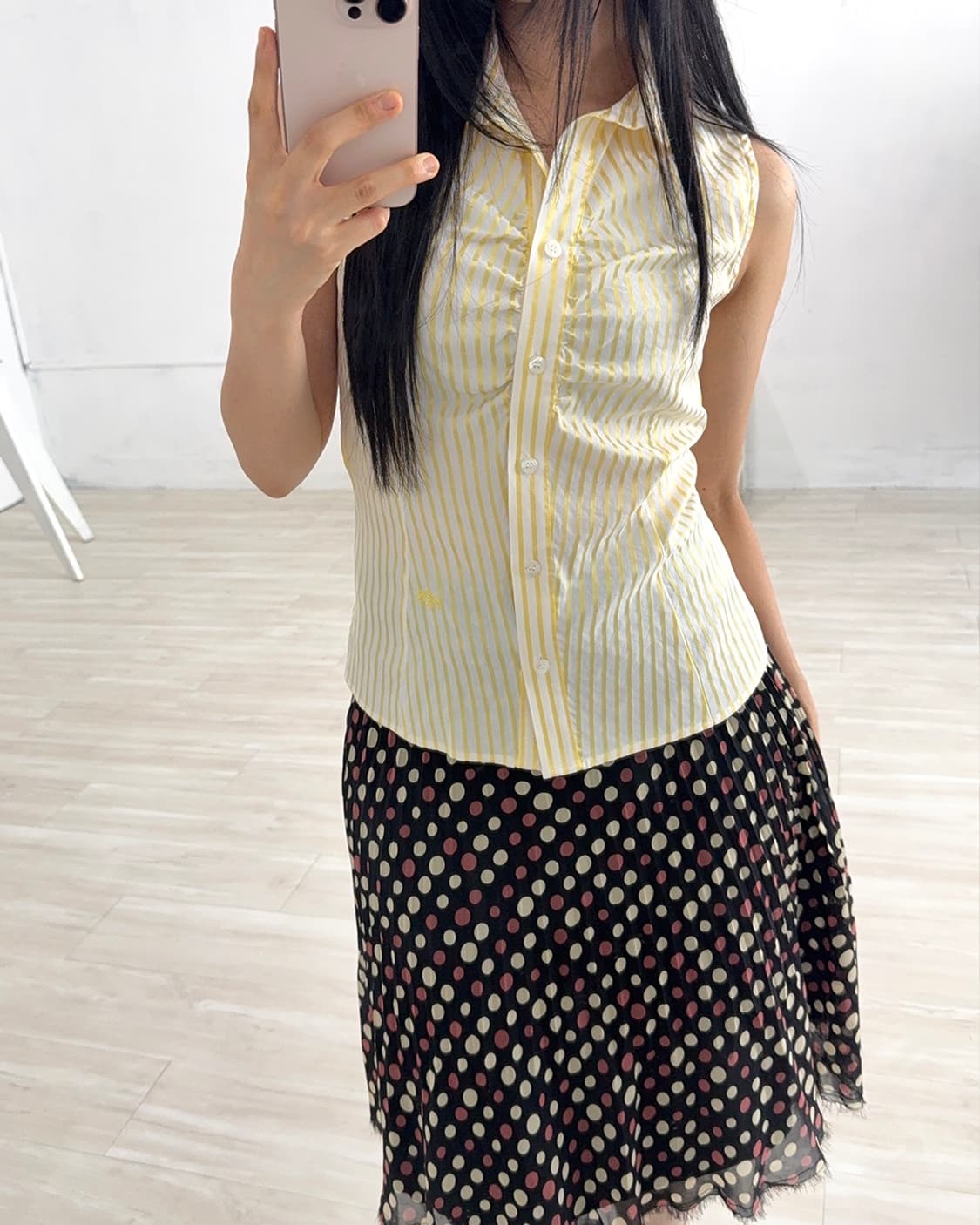 Black Vintage Dot Midi Skirt 상품이미지5