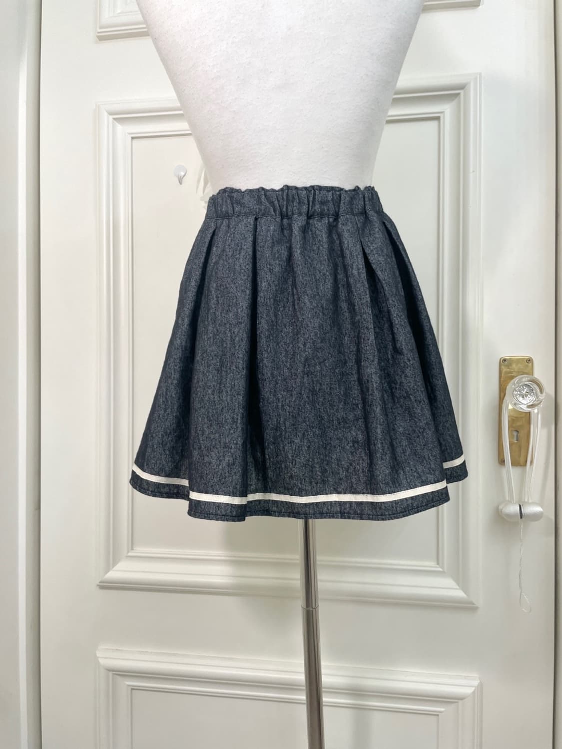 dot bow point denim banding mini skirt 상품이미지4