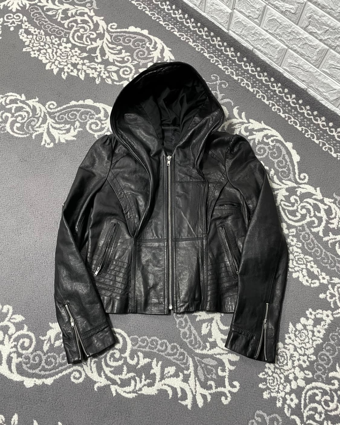 Italian Wizard Hooded Leather Jacket 상품이미지1