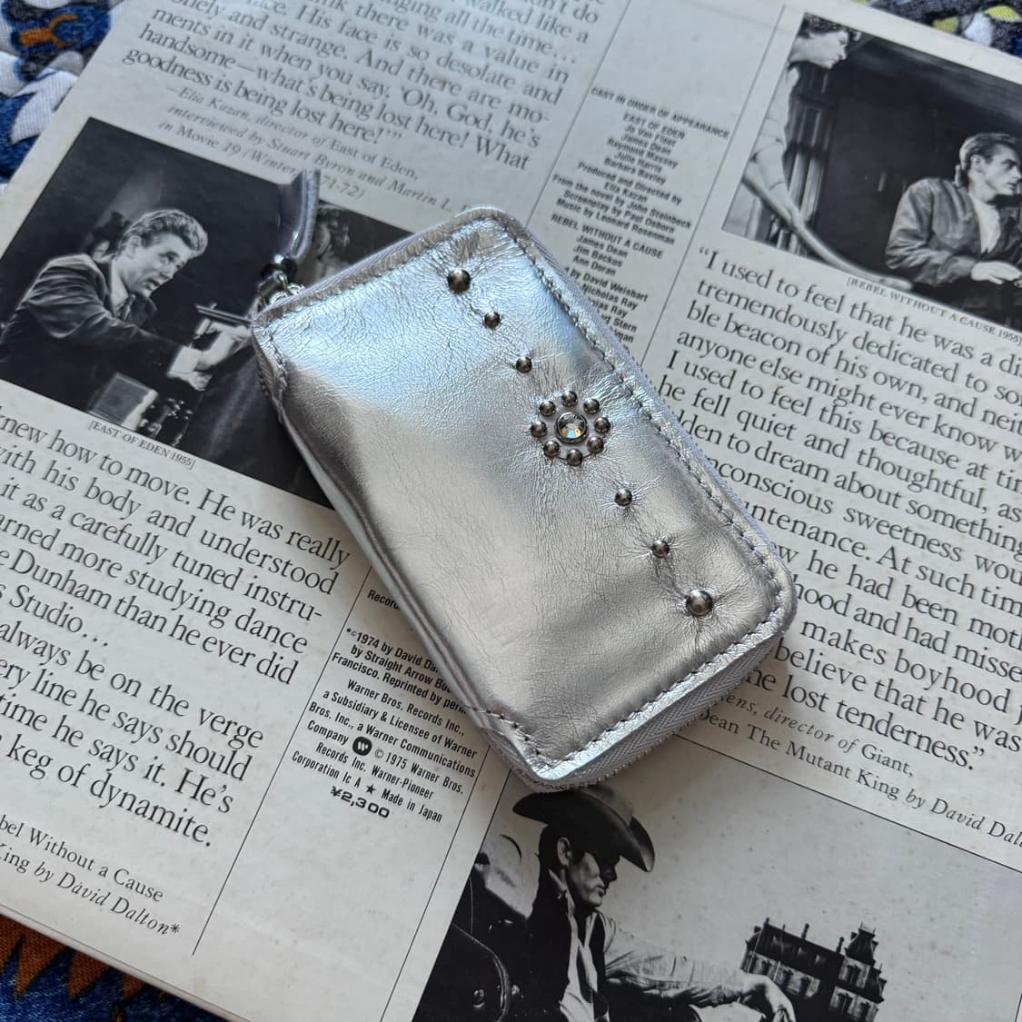 Love parade 스터드 실버 리얼레더 지퍼 카드 지갑 월렛 파우치 상품이미지1